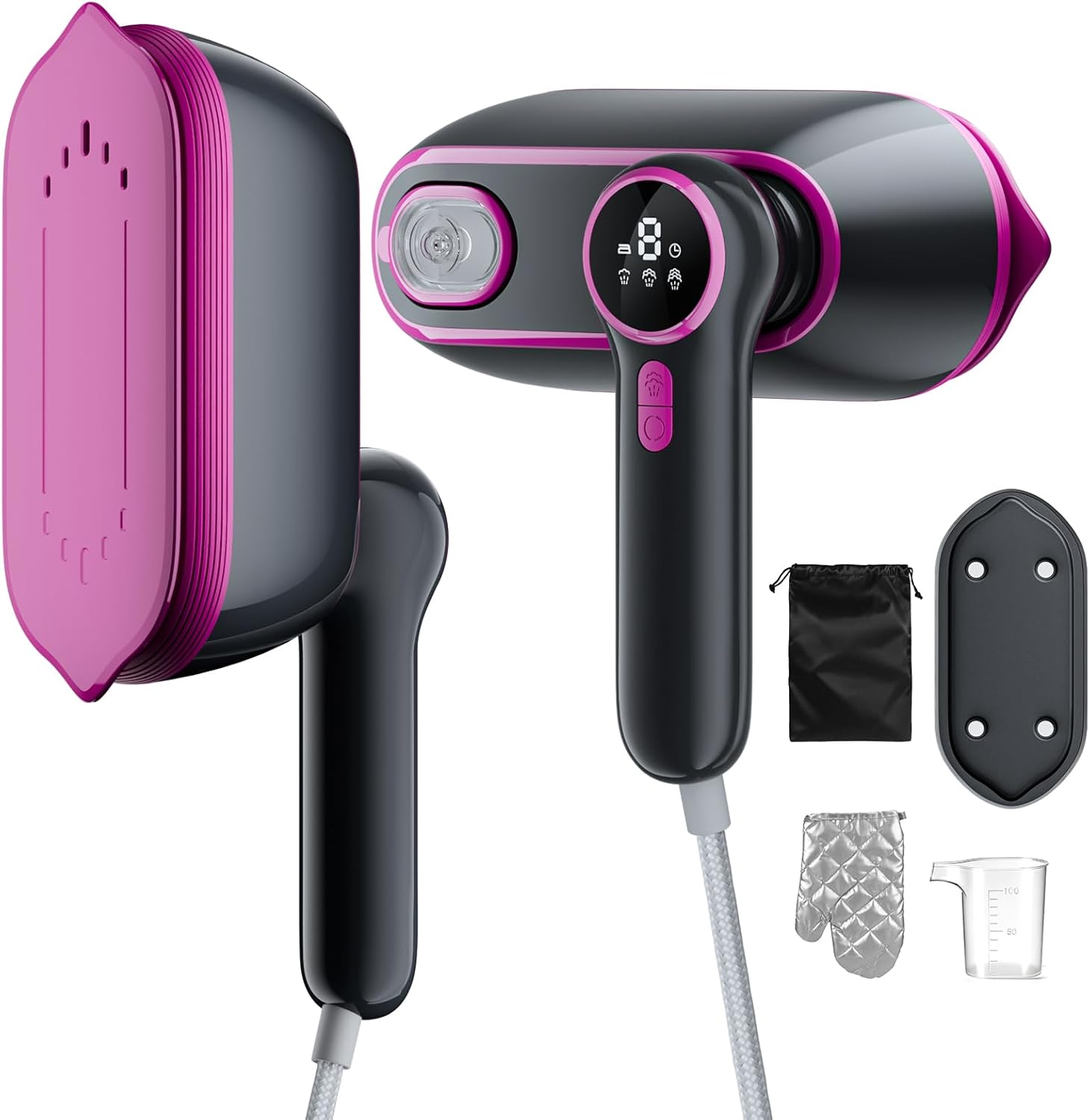 Défroisseur Vapeur 2 en 1 Portable pour Vêtements - Défroisseur a main - Fer à Repasser de Voyage 1200W Léger (0.8kg) - 3 Modes Vapeur, Réservoir 165ml et Écran LED - Idéal Maison & Déplacements