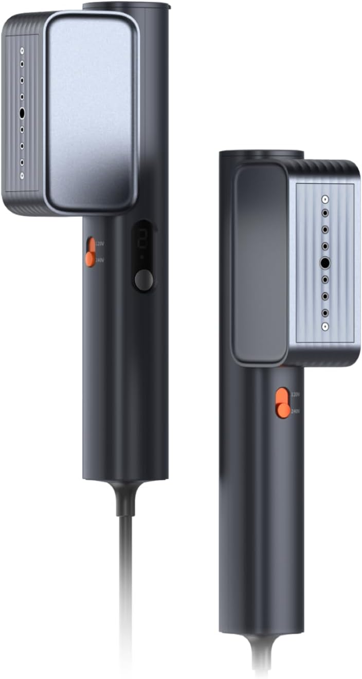 Défroisseur à vapeur de voyage G7, double tension 100-240 V, défroisseur à vapeur professionnel portable, seulement 0,5 kg, mini défroisseur à vapeur portatif léger pour les voyages et la maison dans Dark Black