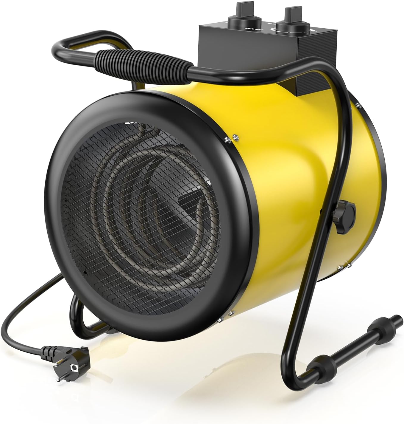 Chauffage Soufflant électrique Professionnel de 3 kW - Industriel Radiateur - 0-25° Angle Réglable & Thermostat - Idéal pour la Maison, Atelier et la Chantier 3 KW Jaune