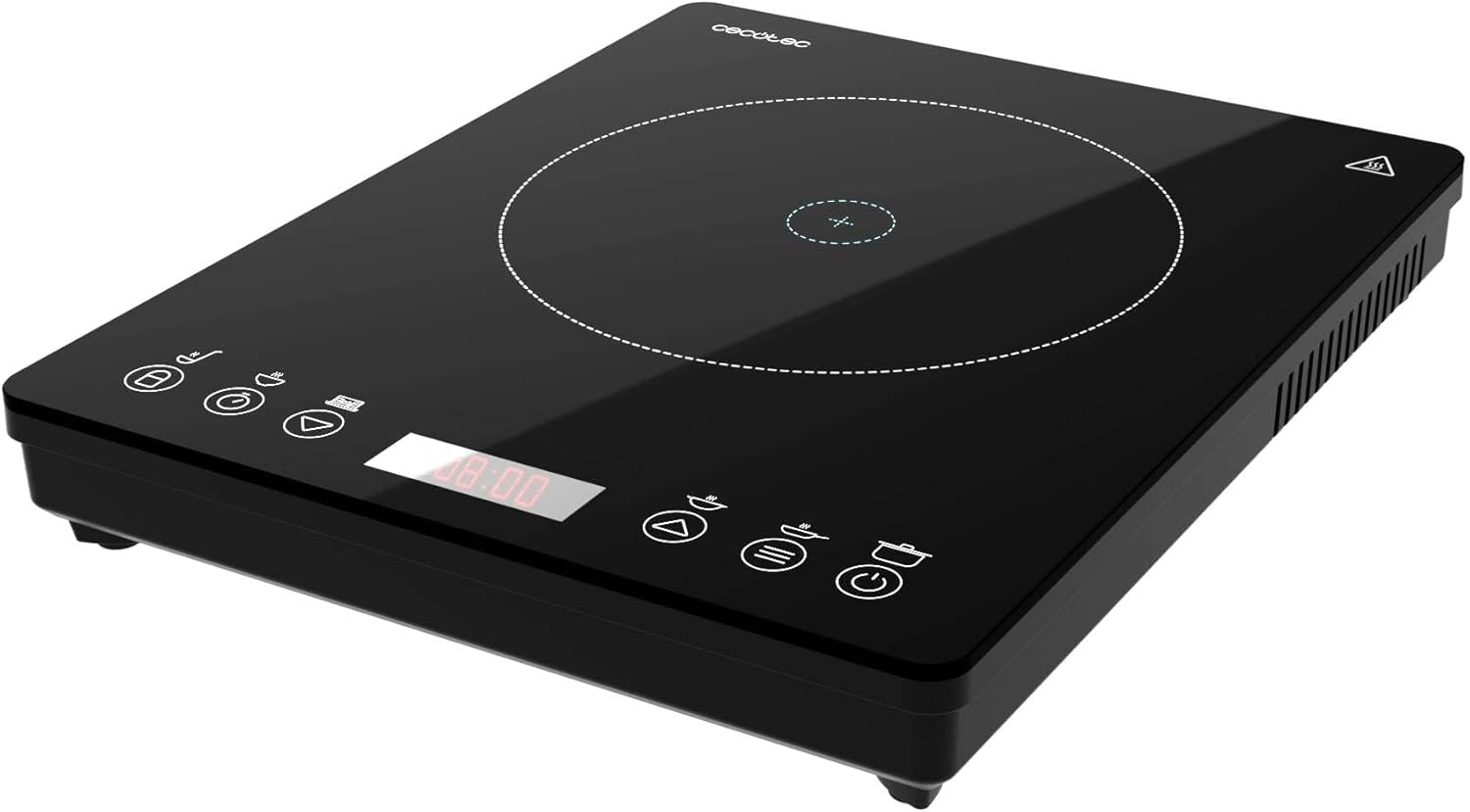 Plaque à Induction Portable 1 Feu Full Magma Slim - Puissance de 2000W réglable sur 8 niveaux, design en verre haute résistance, écran tactile, minuterie, facile à nettoyer Noir - Slim