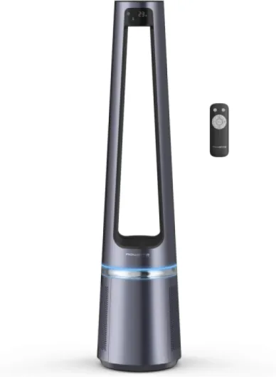 Eclipse 2-en-1 Ventilateur purificateur, Ventile et filtre l’air, Particules fines, 32 dB (A), Puissant, Oscillation, 12 vitesses, Minuteur, Départ différé QU5030F0 Unique 2 en 1