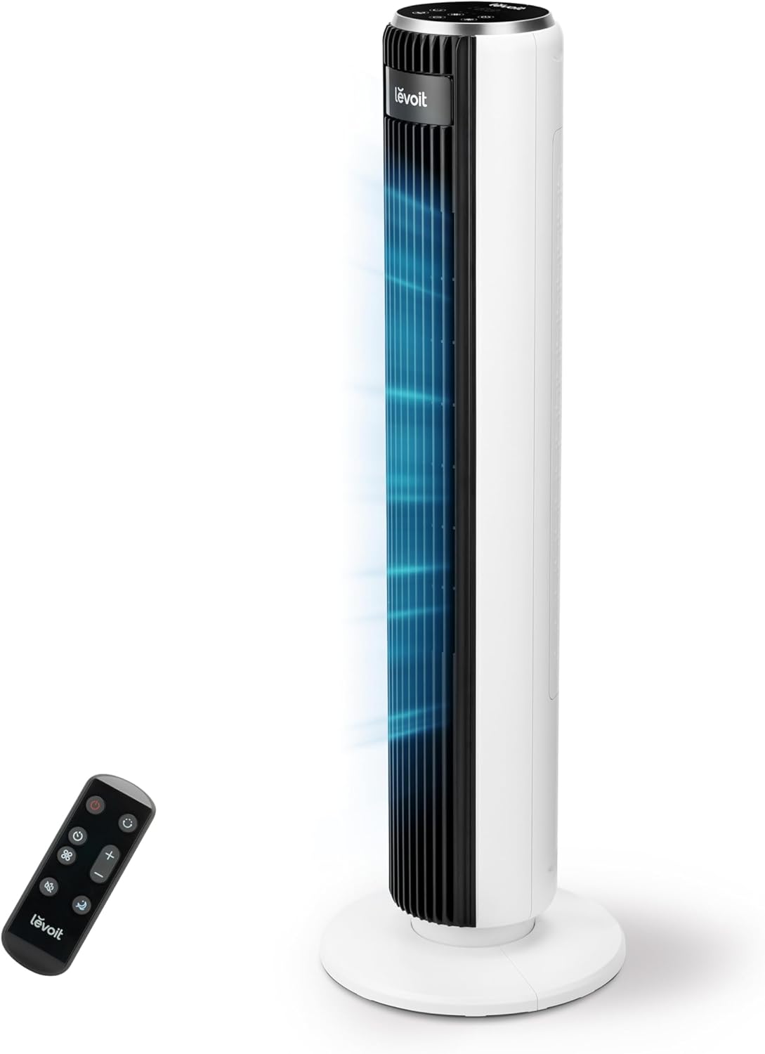 Ventilateur Colonne Silencieux, 5 Vitesses 4 Modes de Vent,Télécommande, Minuterie 12h, Oscillant à 90 degré avec 7m-s, 33W Économie, avec Mode Veille Ventilateur sur pied 92cm 92 cm Affichage supérieur