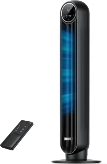 20dB ventilateur colonne silencieux, Vitesse 7,6 m/s - Oscillant à 90° ventilateurs tour pour chambre, 92 cm de haut, Télécommande incluse, 4 vitesses, 4 modes, minuterie 8H, Noir - Nomad One Noir standard