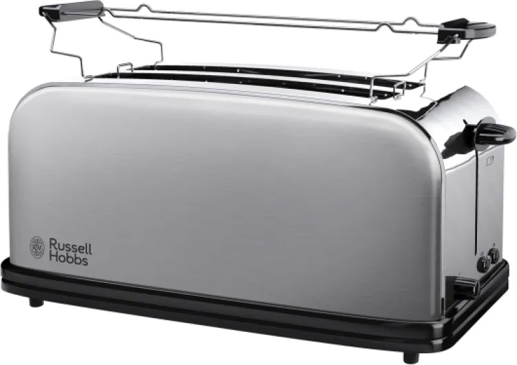 Grille Pain [2 Fentes longues 4 Toasts/ 2 Tranches baguette] Adventure Acier Inox (Fentes larges, 6 Niveaux de Brunissage rapide, Surélévation, Décongèle & Réchauffe) 23610-56 Acier Brossé