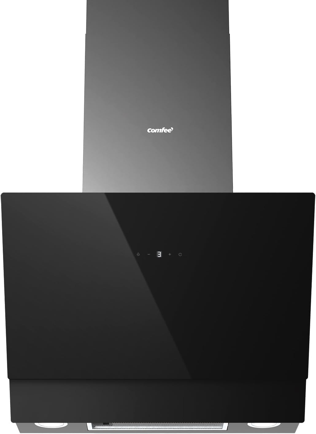 ' ANGJ72B Hotte aspirante A+++ 60 cm 650 m³/h Hotte Inclinée en verre trempé et en acier inoxydable, contrôles tactiles et gestuelles, 4 niveaux de vitesse, LED, recyclage de l'air, Noir Hotte Inclinée, 650 m³/h