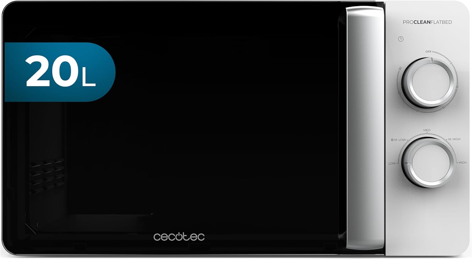 Micro-ondes Proclean 3010 Flatbed - Capacité 20L, 700W, 6 niveaux, cavité plate pour grands plats, design compact et moderne, avec technologie 3DWave pour une cuisson parfaite Manuel Blanc - Porte Noire