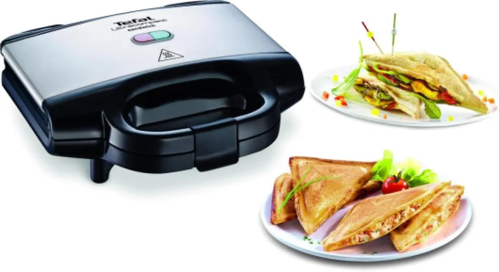 Appareil à croque-monsieur, Rapide et puissant, Rangement facile, Revêtement antiadhésif, Verrouillage pour plus de sécurité, Poignée thermorésistante, Ultracompact SM155212