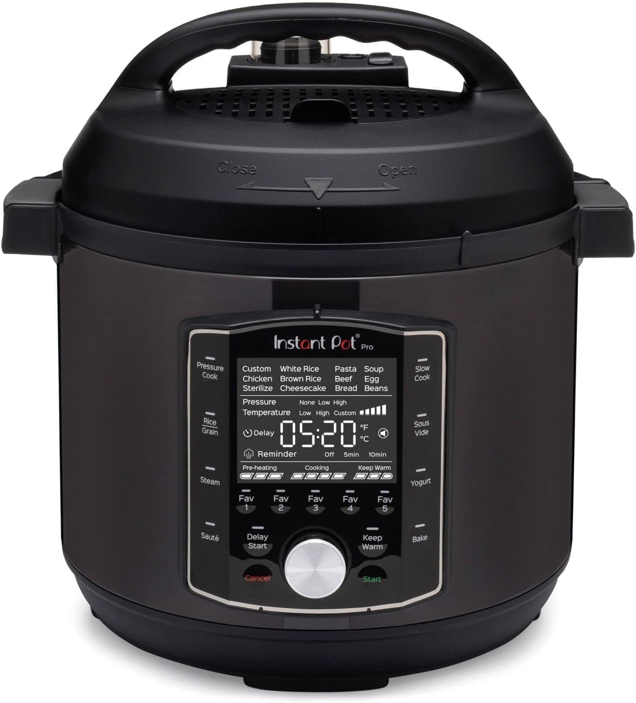 Pro 6, Autocuiseur Électrique Multifonction 10-en-1 - Cocotte Minute, Cuiseur à Riz, Cuiseur Vapeur, Stérilisateur, Yaourtière, Sous-Vide - Acier Inoxydable Noir - 1200W, 5.7L 6 L Pro