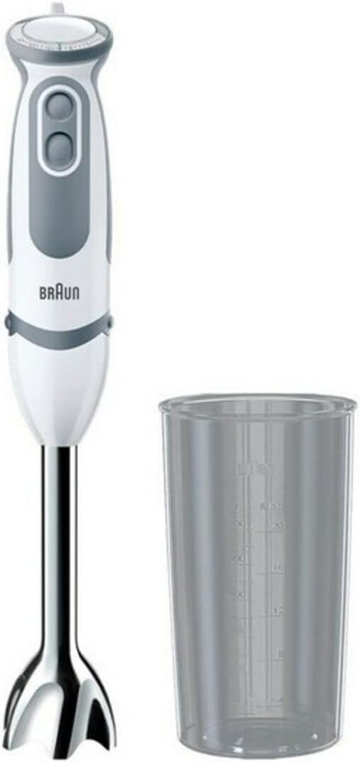 MultiQuick 5 Vario MQ 5200WH, Mixeur Plongeant, Mixeur à Purée avec Pied en Acier Inoxydable, incl - 600 ml Verre à Mélanger et Mesurer, 1000W, Blanc/Gris Ancien