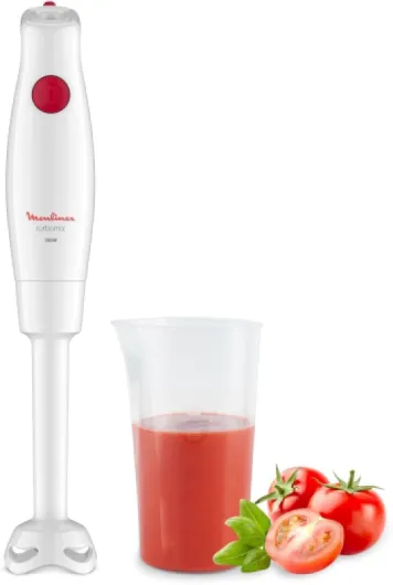 Pied Mixeur, 350 W, Un seul bouton de commande, Pièces amovibles compatibles lave-vaisselle, Lames Zelkrom durables, Pied antiéclaboussures, Turbomix DD12A110, Blanc 350W - 1 vitesse