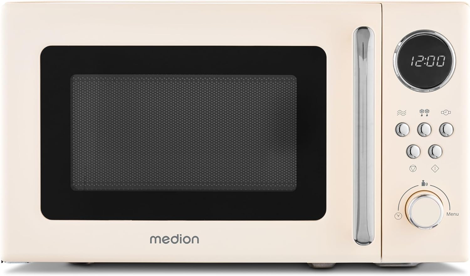 Micro-ondes rétro (20 litres, env - 800 watts, 5 niveaux de micro-ondes, 8 programmes automatiques, affichage numérique, fonction décongélation, compact, MD15000) beige