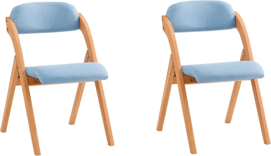 Chaise Salle à Manger Lot de 2 Chaise Pliante Bois Rembourrée Ergonomique - Chaise de Cuisine et de Bureau Compacte pour Salle à Manger ou Salon, pour Petits Espaces Bleu FST92-BLx2 FST92-BLx2 Bleu