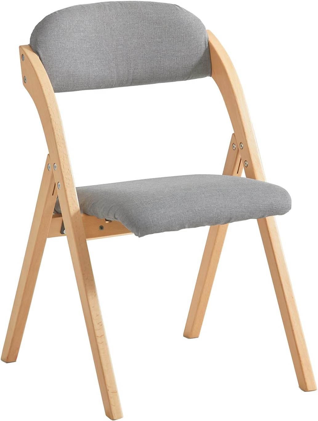 Chaise Pliante Bois Rembourrée Ergonomique - Chaise de Cuisine et de Bureau Compacte pour Salle à Manger ou Salon, pour Petits Espaces, Gris Clair FST92-N Ecru