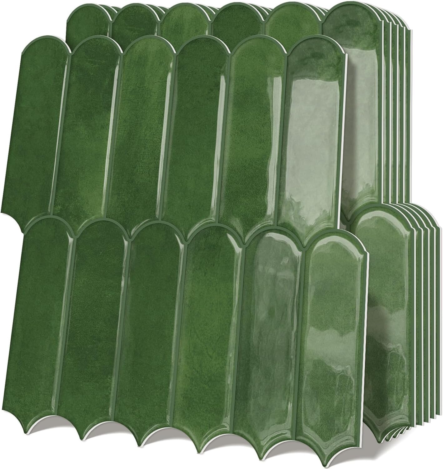 Credence Carreaux Dalles Adhesive pour Faux Carrelage Plaque Autocollant Adhesif Mural Cuisine Vert (10-Pièces,30.5X 30.5cm)