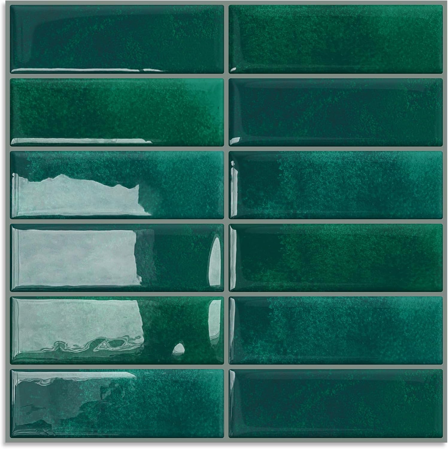 DEWOO Carrelage Carreaux Adhesif Mural Rectangulaires Credence Adhesive pour Cuisine Salle de Bain,Vert (10-Pièces,30.5x 30.5cm) 10 Vert