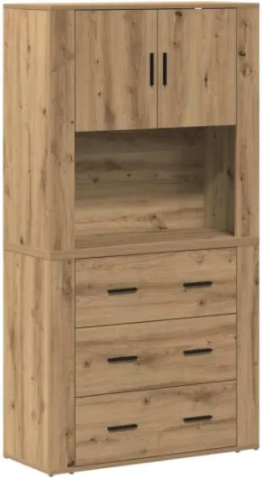 Haut Meuble Moderne en chêne avec 4 tiroirs et 2 Portes, idéal pour Le Rangement Salle à Manger ou Salon, Cabinet en Bois d'ingénierie - Artisian Oak