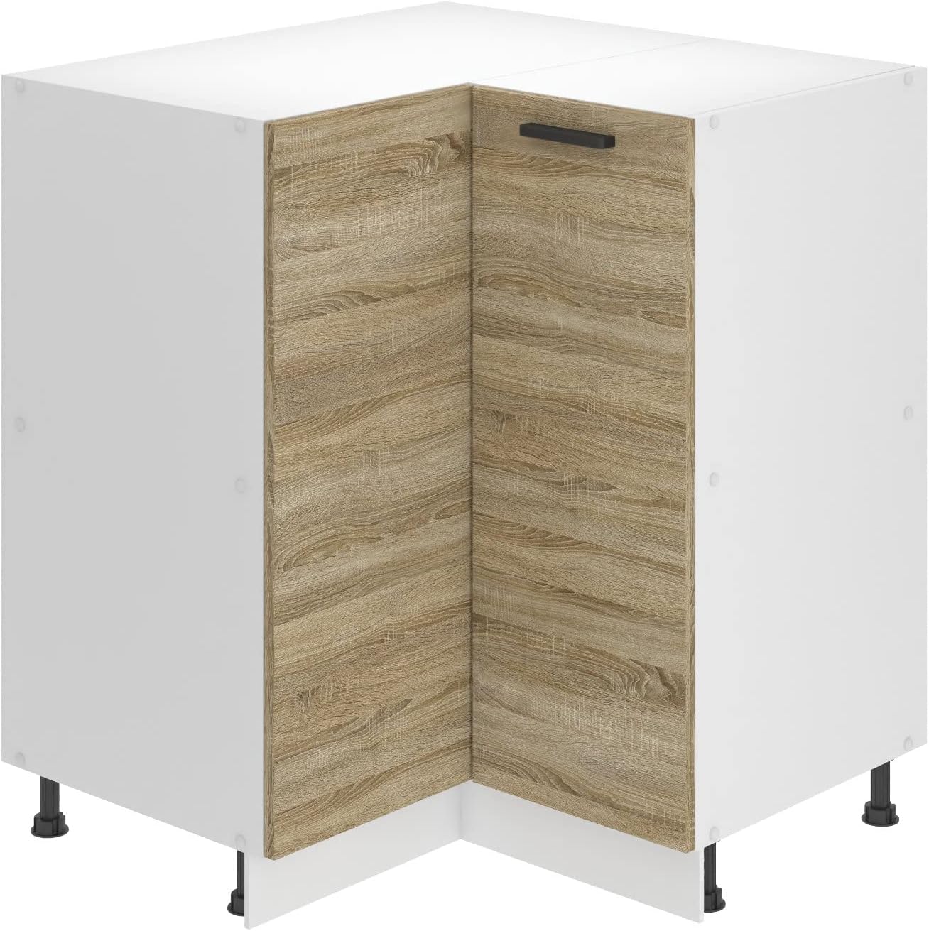 BELINI Meuble de Cuisine Bas sans Plan de Travail - Angle 1 Porte - Taille: 90 x 90 x 82 cm - Couleur : chêne Sonoma Chêne Sonoma Sans Plan de Travail