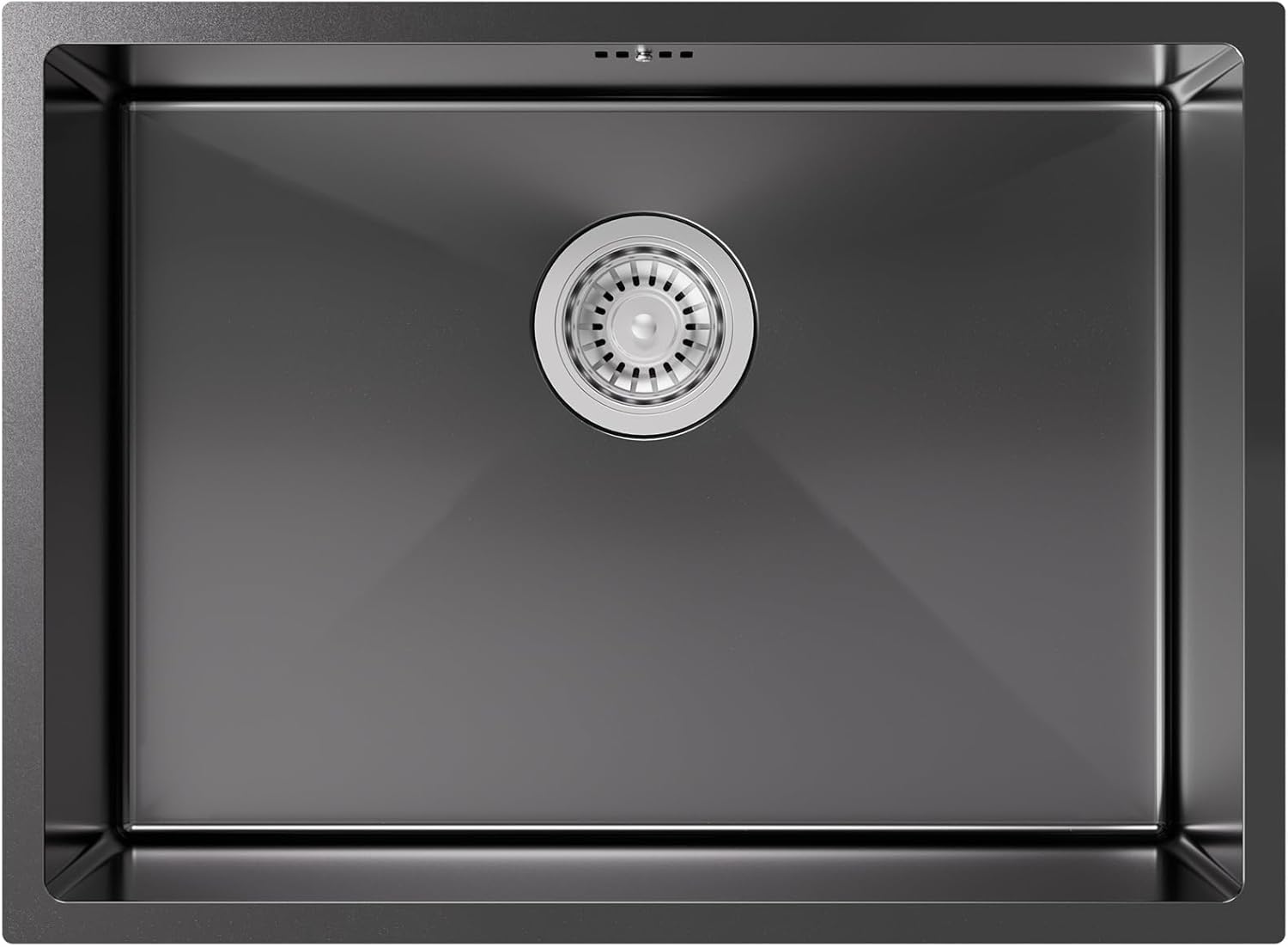 Evier Cuisine 1 Bac 60 x 44 cm, Grand Evier Inox avec Filtre de Vidange, Lavabo Cuisine 1 Bac, Évier à Encastrer avec Siphon & Trop-Plein 60 x 44 cm Anthracite
