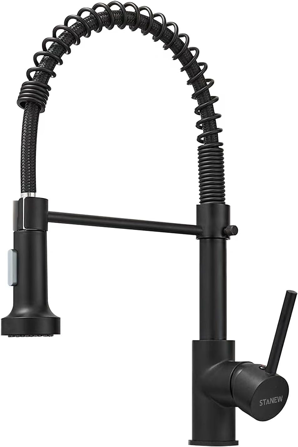 Robinet Cuisine avec Douchette Pivotant à 360° STANEW Robinet Cuisine à Ressort 2 Modes (Noir)