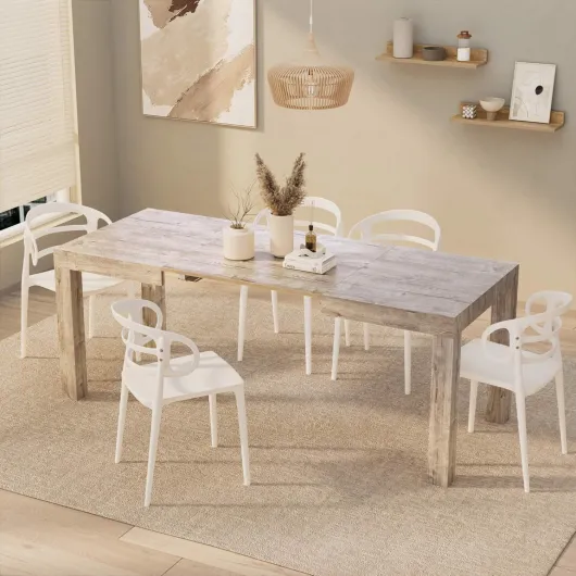 , Table à Manger Extensible, First, 120(200) x80 cm, Chêne Naturel, pour 6-8 Personnes, Table Extensible pour Cuisine, Salon, Made in Italy 120 x 80 x 76 cm Chêne