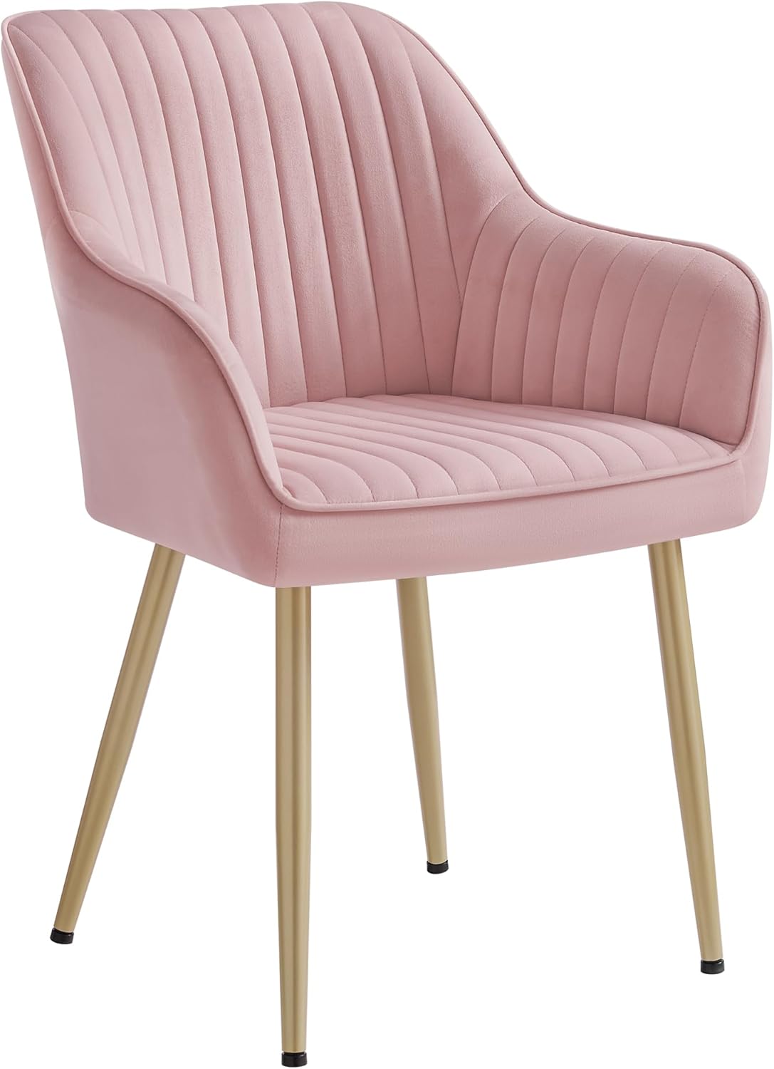 Chaise Salle à Manger, Chaise de Cuisine, Fauteuil en Velours, Rembourrée, avec Accoudoirs, Charge Max - 120 kg, Pieds en Métal, pour Salle à Manger, Rose Bonbon et Doré Clair LDC087R01 Rose Bonbon + Doré Clair 1