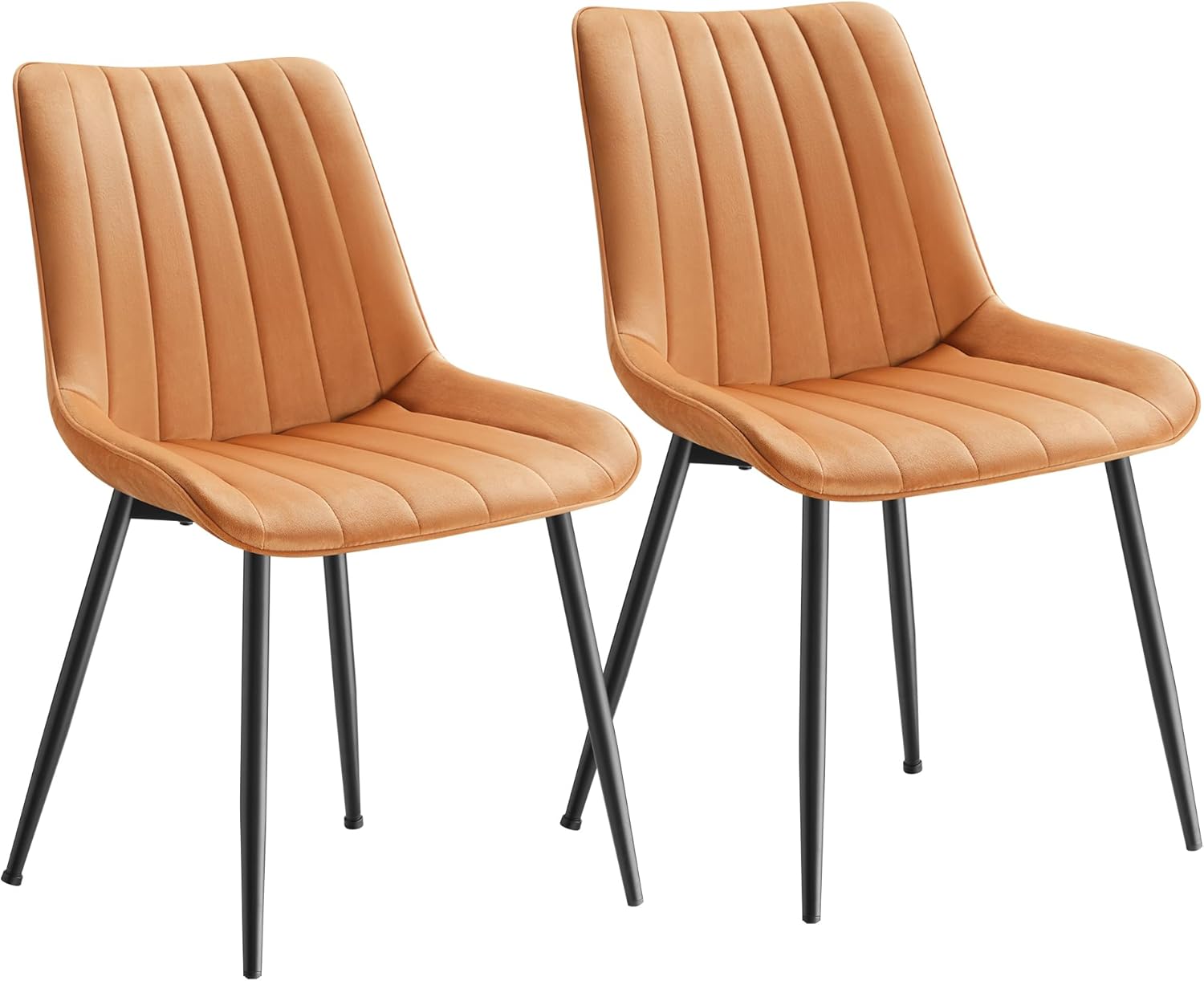 Lot de 2 Chaise Salle à Manger, Chaise Cuisine, Supportant Jusqu’à 120 kg, Pied en Acier, Dossier Ergonomique, pour Salle à Manger, Cuisine, Marron Caramel et Noir d'encre LDC090K01 Marron Caramel + Noir D'encre 2