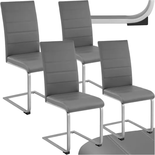 ® Lot de 4 Chaises de Salle à Manger Moderne Chaise Ergonomique Rembourrée Confortable Chaise Design en Cuir synthétique Meuble Salon avec Pieds en Acier pour Salon, Coiffeuse, Chambre Gris Lot de 4