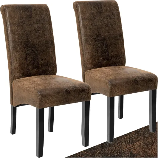 ® Lot de 2 Chaises de Salle à Manger Moderne Chaise Ergonomique Confortable Chaise Design en Cuir synthétique Meuble Salon avec Pieds en Bois pour Salle à Manger, Salon, Coiffeuse, Chambre Vieilli Daim Lot de 2