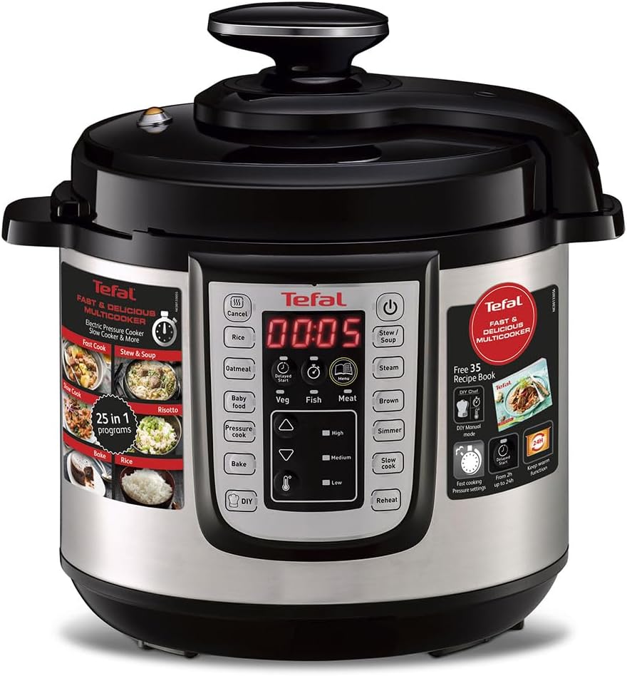 Fast & Delicious Multicooker Autocuiseur Electrique 1200 W 25 Programmes Automatiques Mode Manuel + Recettaire + Cuit Vapeur 6 L