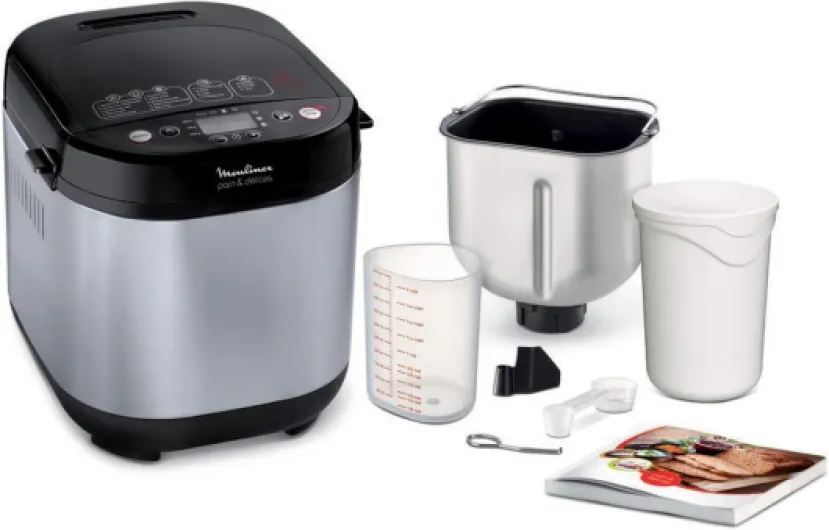 Pain et Delices Machine à pain 1Kg 720W 20 programmes automatiques Programme sans gluten Programme yaourt Pain maison Pizza Pâte Confiture Porridge Yaourt Fromage frais Noir Inox OW240E30