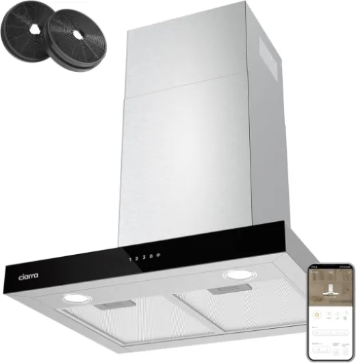 Hotte Aspirante 60cm A+++ 650 m³/h, 4 Vitesses & Boost, Silencieuse, Commande Tactile & WiFi, Éclairage LED Réglable – Inox – CBCS6102