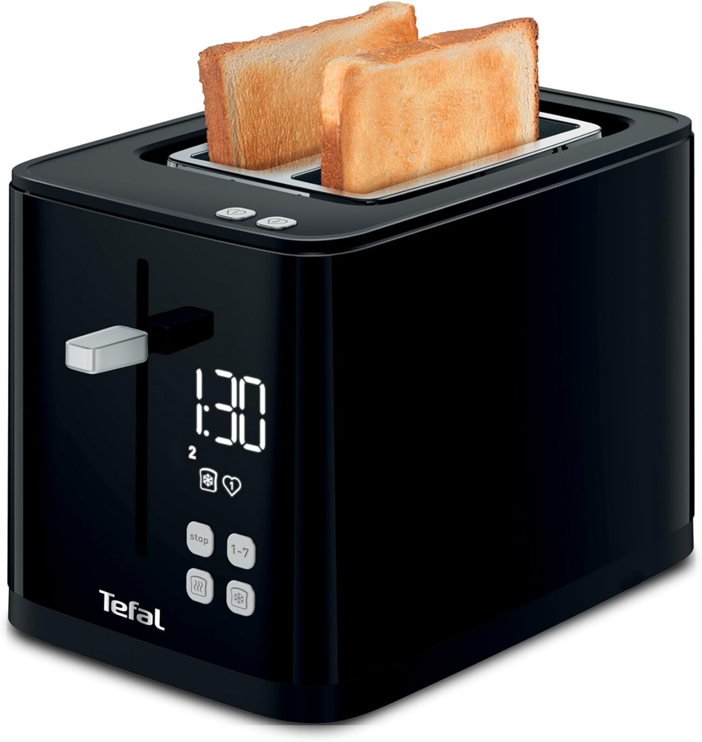 Grille-pain 2 fentes, 7 Niveaux de dorage, Fonction arrêt, Ecran digital, 2 Favoris personnalisables, Décompte du temps restant, Décongélation, Réchauffage, Smart'n Light, Noir, TT640810 Grille-Pain - Smart'n Light