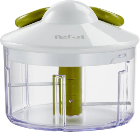 Hachoir manuel 5 secondes, 500 ml, Système de coupe breveté, Lames en acier inoxydable, Fermeture sécurisée, Poignée ergonomique, Cuisine rapide et facile K1330404, Blanc/Vert