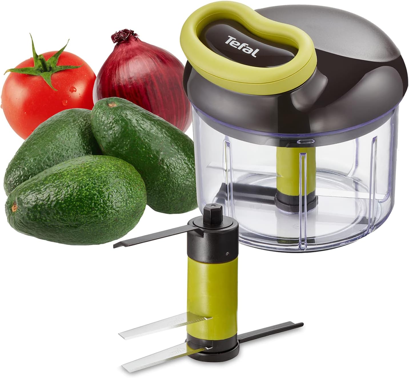 K1320404 Hachoir manuel 5 Secondes Découper et Mixer Légumes Viandes Noix Oignons Grâce à ses Lames en Acier Inoxydable pour une Cuisine Rapide et Facile, Noir et Vert, 900 ml Unique Hachoir