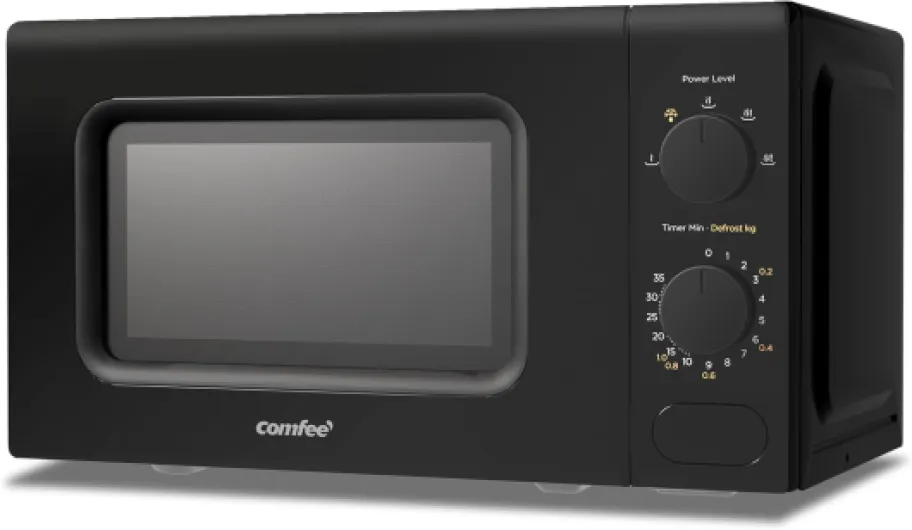 ' CM-M202CC(BK) four micro ondes compact avec la capacité de 20 litres, 700 W avec Commande manuelle, Convenable pour petites cuisines, 5 niveaux de puissance, Dégélation rapide, Noir 20l Noir