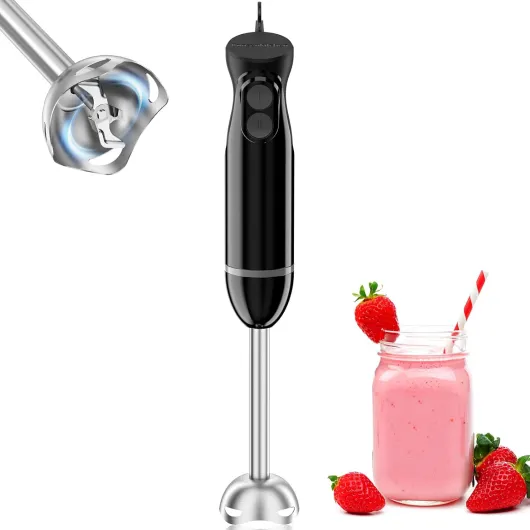 Mixeur Plongeant 1000W, Mixeur Plongeur en Acier Inoxydable, 2 Vitesses, Facile pour Aliments pour Bébés, Soupe, Purée et Sauce, HB3201 (noir)