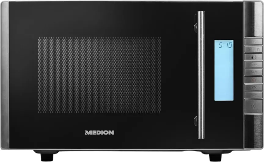 Four Micro Onde 2en1 avec gril combiné (20L, 800W, 1000 W gril, 8 programmes automatiques, 5 niveaux de puissance, mode décongeler, facile à utiliser et nettoyage, MD14482) noir/argent