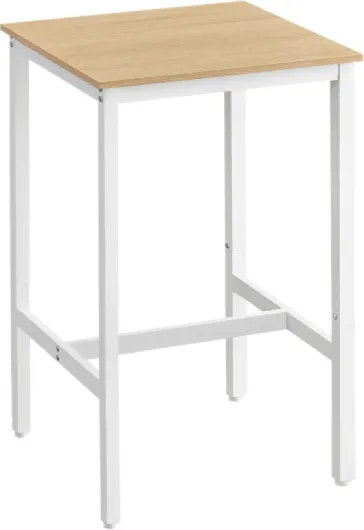 Table Haute, Table de Bar Carrée, Cadre en Acier, 60 x 60 x 92 cm, Montage Facile, pour Cuisine, Salon, Style Moderne, Couleur Chêne et Blanc LBT025W09 Couleur Chêne + Blanc 92H cm