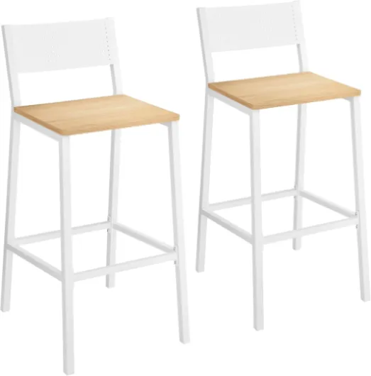 Tabourets de Bar, Lot de 2 Chaises de Bar, Sièges Cuisine, Salle à Manger, Bureau, Style Industriel, Beige Chêne et Blanc LBC070W09 lot de 2 Beige Chêne + Blanc