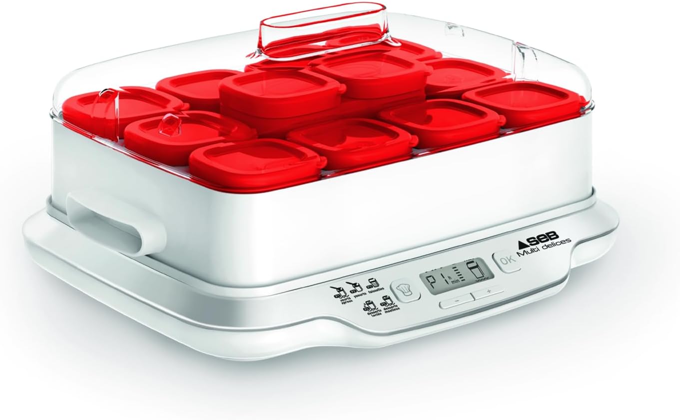 Multi Délices, Express Yaourtière 12 pots verre 140 ml, Sans BPA, 5 programmes automatiques, Programme Express, Fabriqué en France YG661500