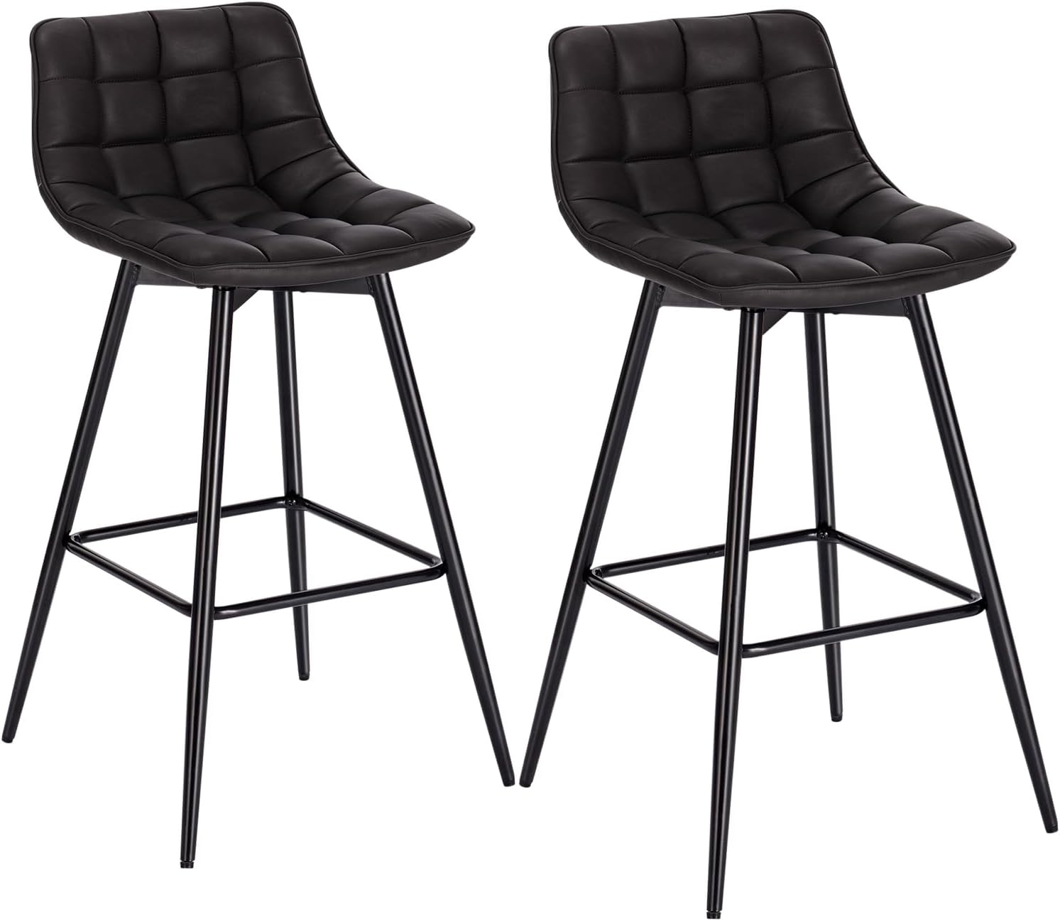 Lot de 2 Tabouret de Bar Design Chaise Haute pour Bar Bistro siège en Similicuir avec Repose-Pieds Cadre en métal,Anthracite Anthracite Similicuir