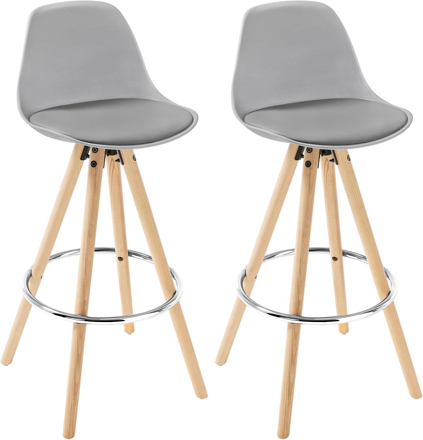 Lot de 2 Tabourets de Bar en Similicuir, Tabouret de Cuisine avec Repose-Pied,Gris BH45gr-2 Gris Simili cuir