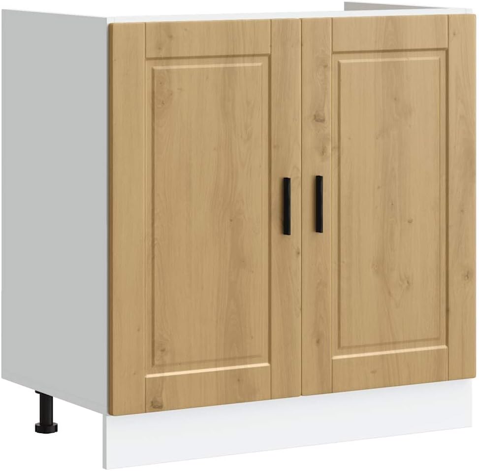Meuble Bas pour évier Porto chêne Artisanal Bois ingénierie, Meuble Bas de Cuisine, Meuble Bas de Cuisine avec Porte