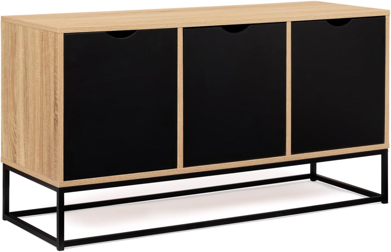Buffet Bas 3 Portes Noires 113 cm Boston Design Industriel