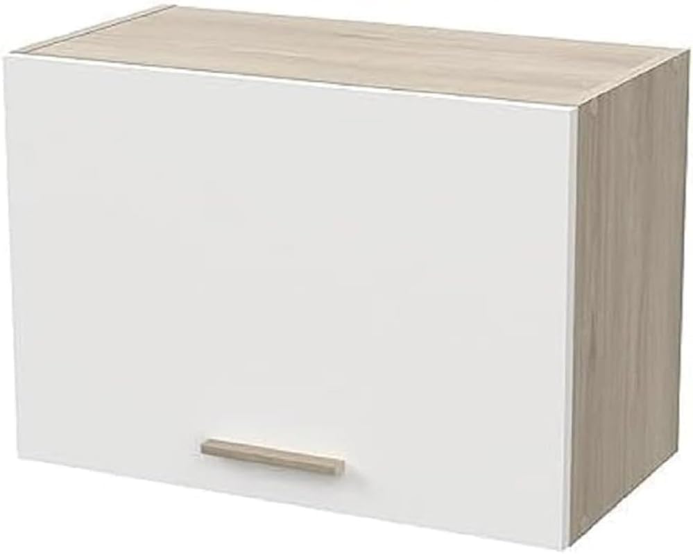Meuble Haut de Cuisine 1 Porte - Cuisine Complete ‟ORIGAN” – Coloris Blanc Mat & Chêne - 60 x 30 x 42 cm 60 x 30 x 42 cm Chêne