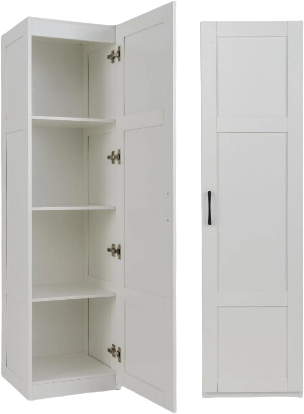 Colonne de Salle de Bain à 4 Niveaux, Armoire de Rangement Haute avec Porte & Dispositif Anti-basculement, Meuble Colonne, pour Salon, Cuisine, Chambre, 37,5 x 40 x 150 cm (Blanc)
