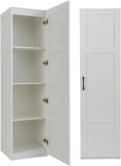 Colonne de Salle de Bain à 4 Niveaux, Armoire de Rangement Haute avec Porte & Dispositif Anti-basculement, Meuble Colonne, pour Salon, Cuisine, Chambre, 37,5 x 40 x 150 cm (Blanc)