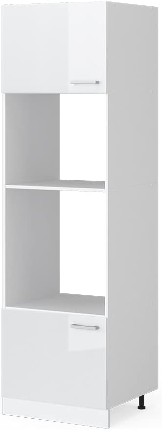 Armoire Micro-Ondes R-Line, Blanc Haute Brillance, 60cm Blanc Haute Brillance Meuble de conversion micro-ondes 60 cm