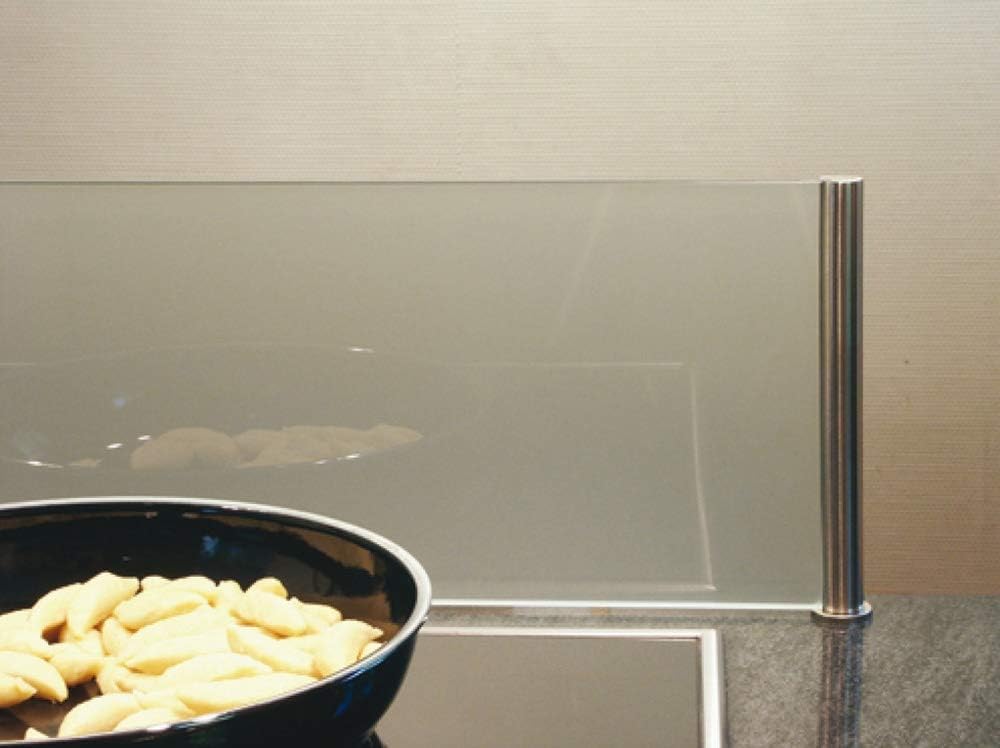 Credence en Verre Fond de Cuisine - Anti-Salissures en Verre et Inox pour Feux à Induction ou Radiant - Panneau Anti-Eclaboussure Murale, Protection d’Ustensiles et Plan de Travail - 600mm 600 mm