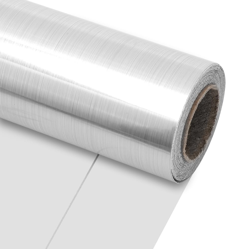 Credence Cuisine,40 * 500cm Adhesif pour Meuble,Credence Adhesive pour Cuisine,Inox Papier Peint Adhesif Meuble pour DIY Meubles,Réfrigérateur,Ascenseur,Climatiseur,mur et armoire de cuisine